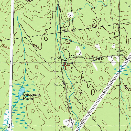 Topographic Map of Worster Cemetery, ME