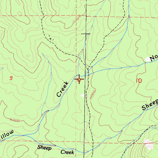 Topographic Map of No Name Creek, CA