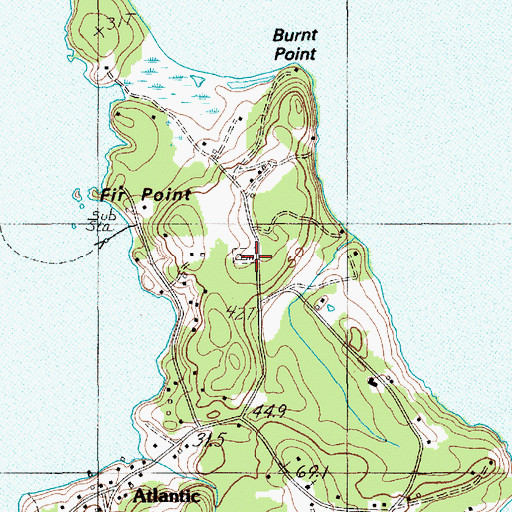 Topographic Map of Atlantic Cemetery, ME