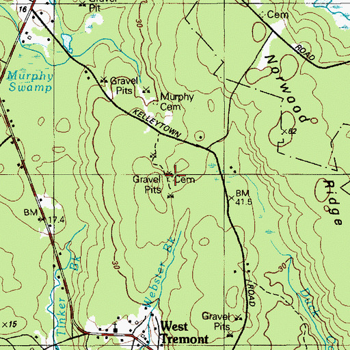 Topographic Map of Babbidge Murphy Burial Ground, ME