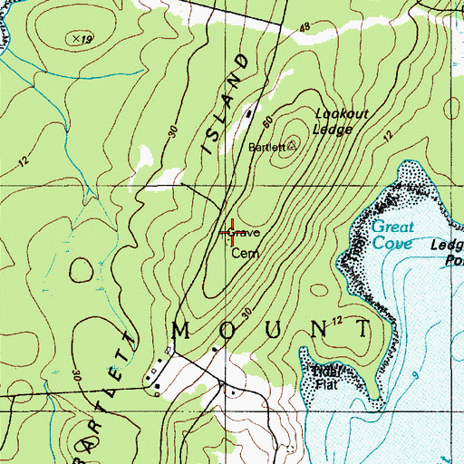 Topographic Map of Bartlett Island Number 2 Cemetery, ME