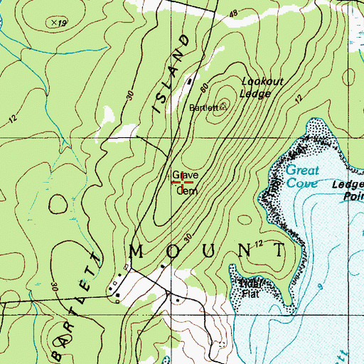 Topographic Map of Bartlett Island Number 3 Cemetery, ME