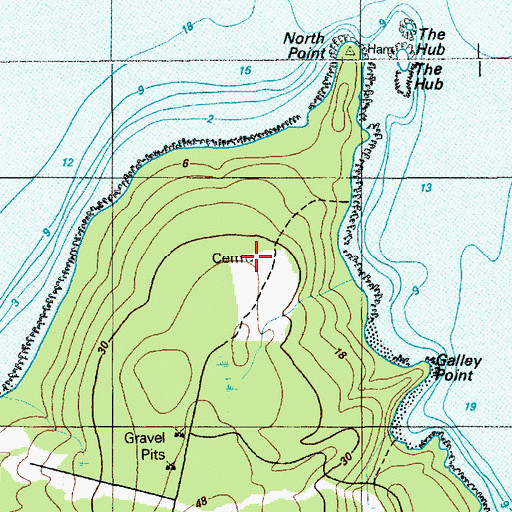 Topographic Map of Bartlett Island Number 4 Cemetery, ME
