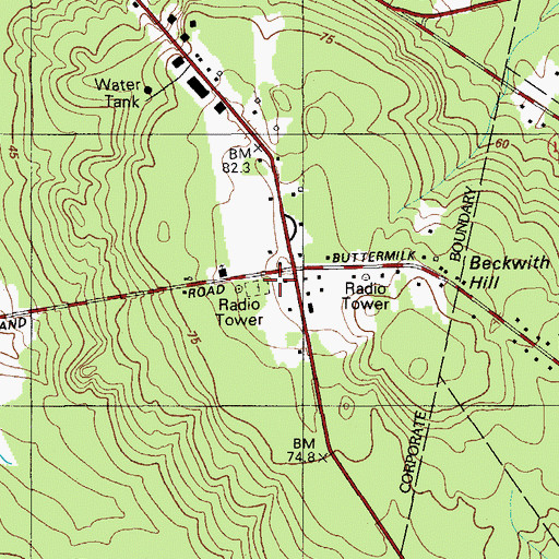 Topographic Map of Beechland Cemetery, ME