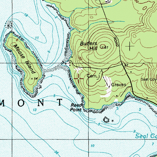 Topographic Map of Benjamin Norwood Cemetery, ME