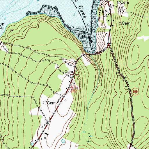 Topographic Map of Bowden Devereaux Cemetery, ME