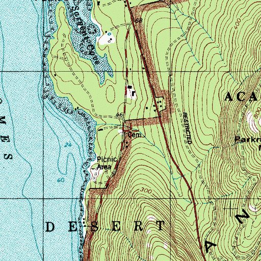 Topographic Map of Brown Cemetery, ME