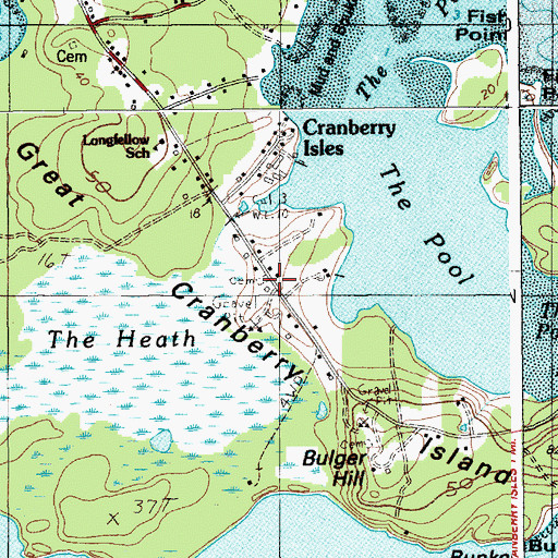 Topographic Map of Bunker Cemetery, ME