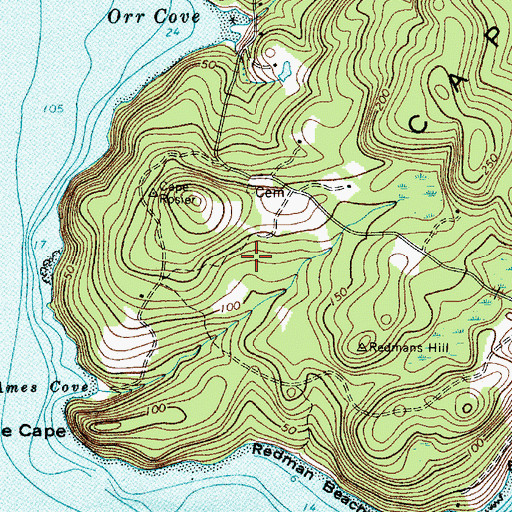 Topographic Map of Carver Field Cemetery, ME