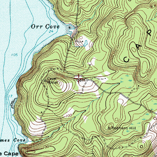 Topographic Map of Coleman Family Cemetery, ME
