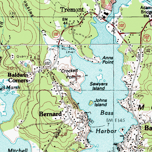 Topographic Map of Crockett Point Cemetery, ME