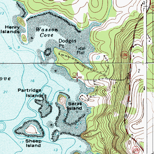 Topographic Map of Dodges Point Cemetery, ME