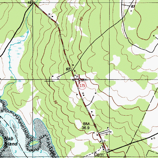 Topographic Map of Gray Number 1 Cemetery, ME