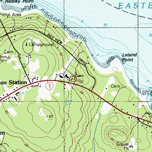 Topographic Map of Hamilton Station Cemetery, ME