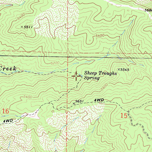 Topographic Map of Sheep Troughs Spring, CA