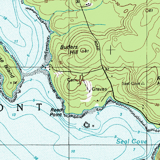 Topographic Map of James Reed Cemetery, ME