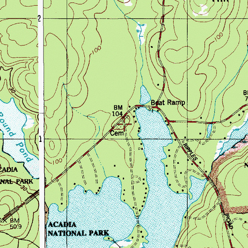 Topographic Map of Kenison Cemetery, ME