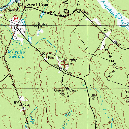 Topographic Map of Murphy Cemetery, ME