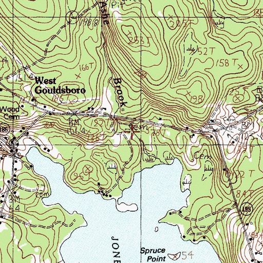 Topographic Map of Nahum Jones Cemetery, ME