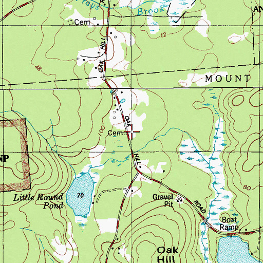 Topographic Map of Oak Hill Road Cemetery, ME