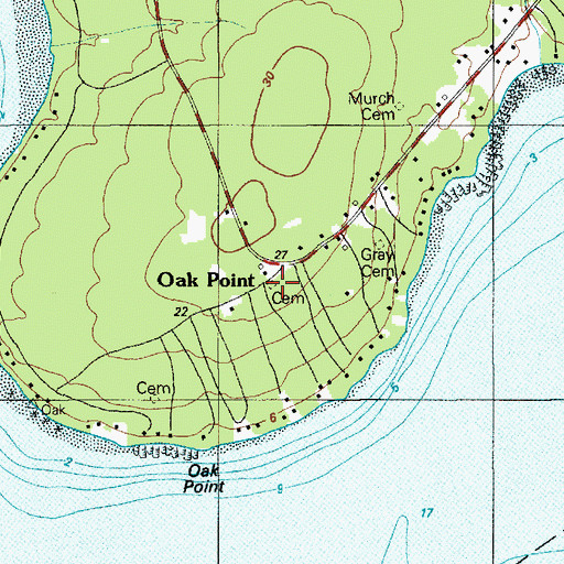 Topographic Map of Oak Point Cemeteries, ME