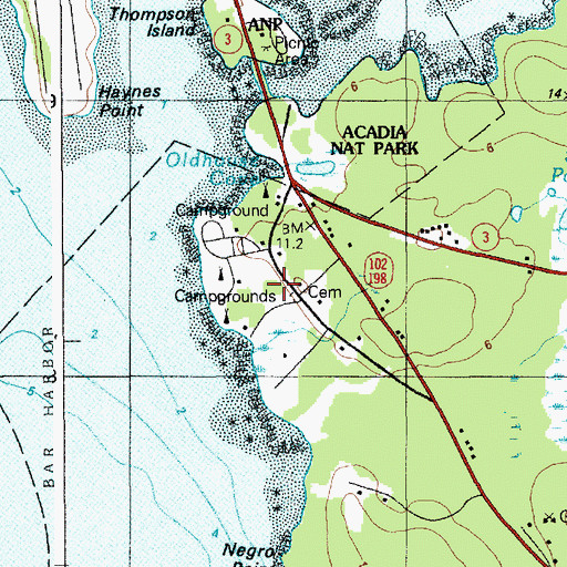 Topographic Map of Old County Road Cemetery, ME