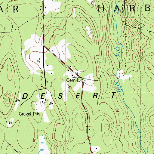 Topographic Map of Peach Cemetery, ME