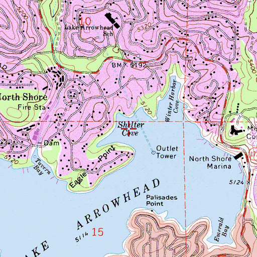 Topographic Map of Shelter Cove, CA