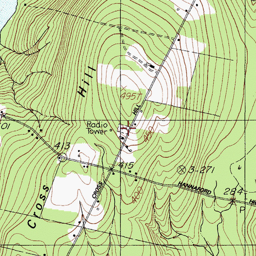 Topographic Map of Cross Hill Cemetery, ME