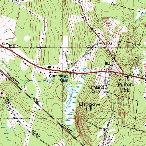 Topographic Map of Cummings Cemetery, ME