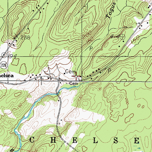 Topographic Map of East Chelsea Cemetery, ME
