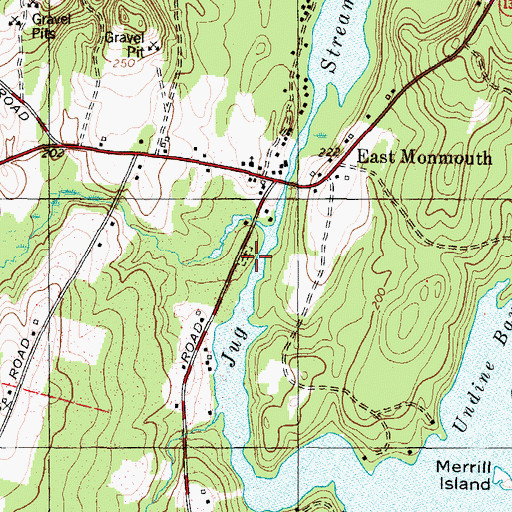 Topographic Map of East Monmouth Cemetery, ME