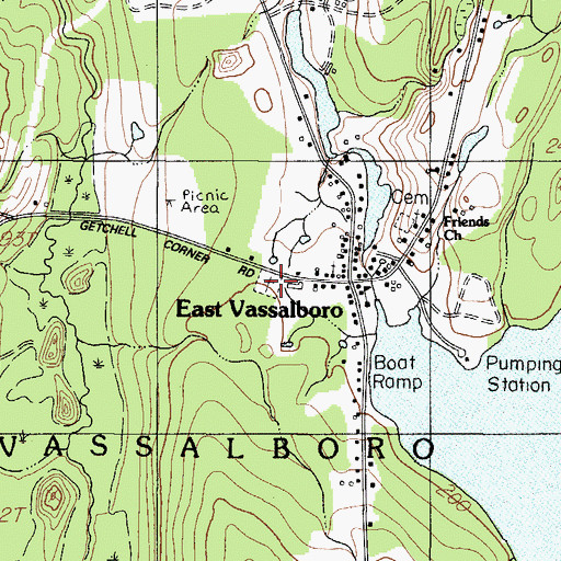 Topographic Map of East Vassalboro Methodist Cemetery, ME