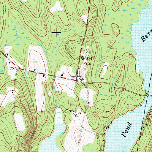 Topographic Map of Evergreen Cemetery, ME