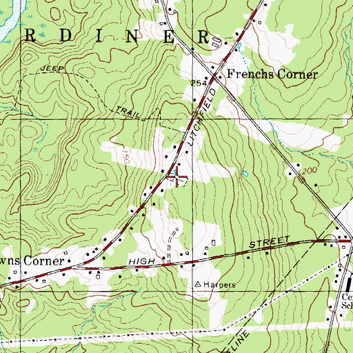 Topographic Map of Fairbanks Cemetery, ME