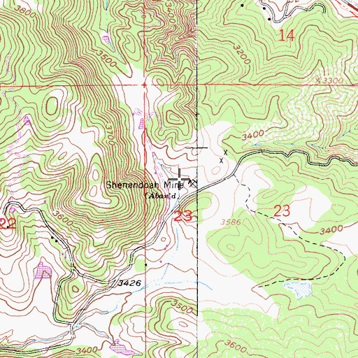Topographic Map of Shenandoah Mine, CA