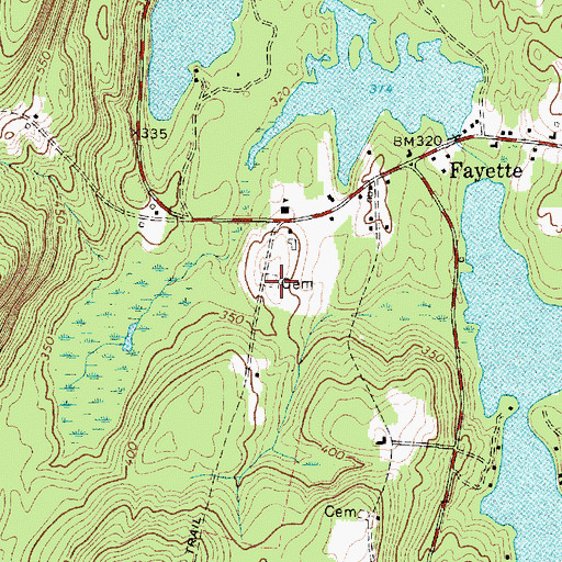 Topographic Map of Fayette Mills Cemetery, ME
