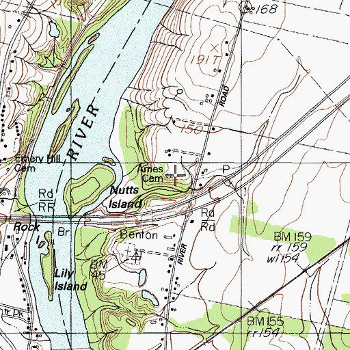 Topographic Map of Fitzgerald Cemetery, ME
