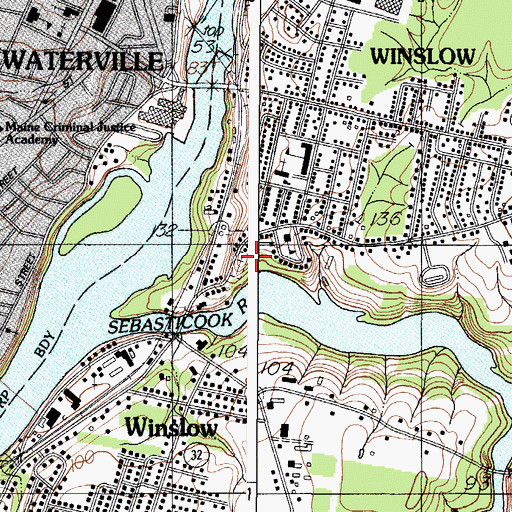 Topographic Map of Fort Hill Cemetery, ME