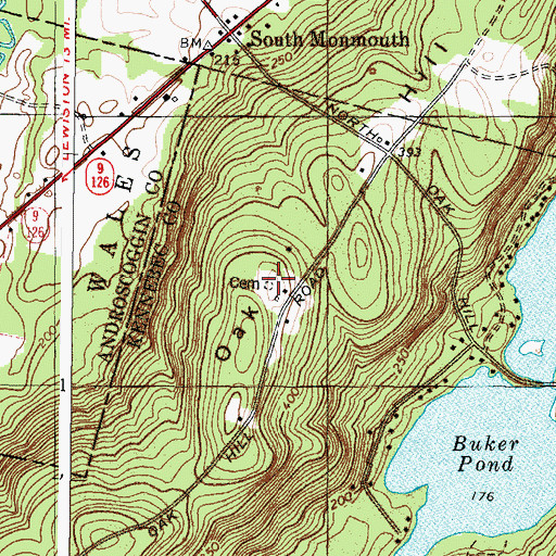 Topographic Map of Frost Cemetery, ME