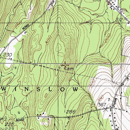 Topographic Map of Hodges Cemetery, ME