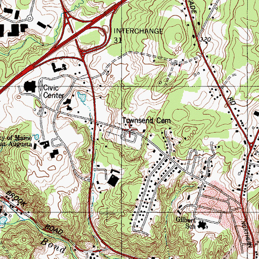 Topographic Map of Holy Family Cemetery, ME