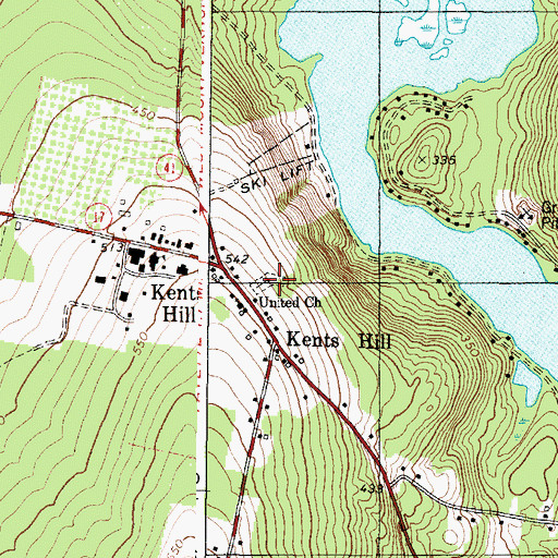 Topographic Map of Kents Hill Cemetery, ME
