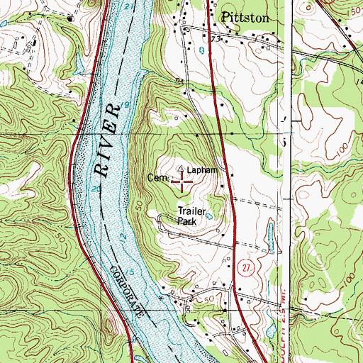 Topographic Map of Lapham Cemetery, ME