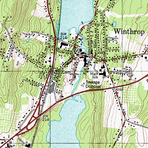 Topographic Map of Maple Cemetery, ME