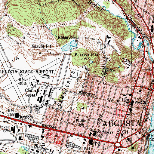 Topographic Map of Mount Pleasant Cemetery, ME