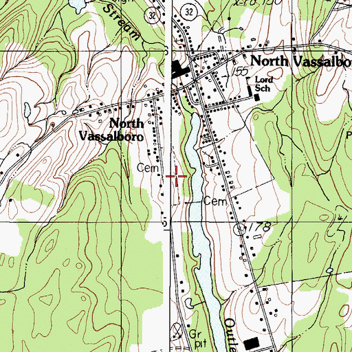 Topographic Map of North Vassalboro Village Cemetery, ME