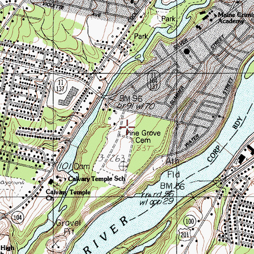Topographic Map of Saint Francis Catholic Cemetery, ME