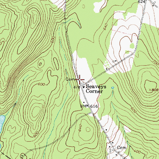 Topographic Map of Seaveys Corner Cemetery, ME