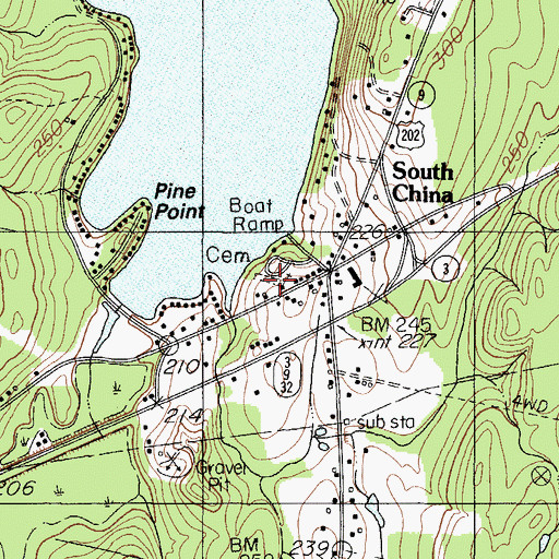 Topographic Map of South China Cemetery, ME